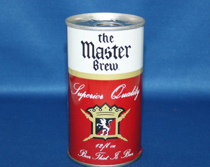 Vintage The Master Brew Steel Beer Can Walter Brewing Co Pull Tab Unopened Bar Memorabilia Barware Collectible Breweriana Advertisement