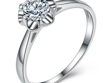 1 Ct Cubic Zirconia CZ Sterling Silver Ring 925 Gemstone Engagement Statement Jewelry Size 8