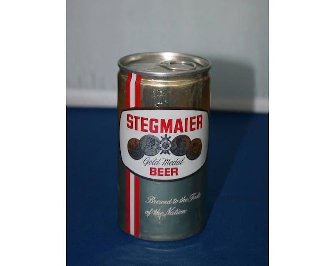 Vintage Stegmaier Gold Medal Beer Can Pull Tab Aluminum Unopened Empty Bar Memorabilia Barware Collectible Breweriana Advertisement