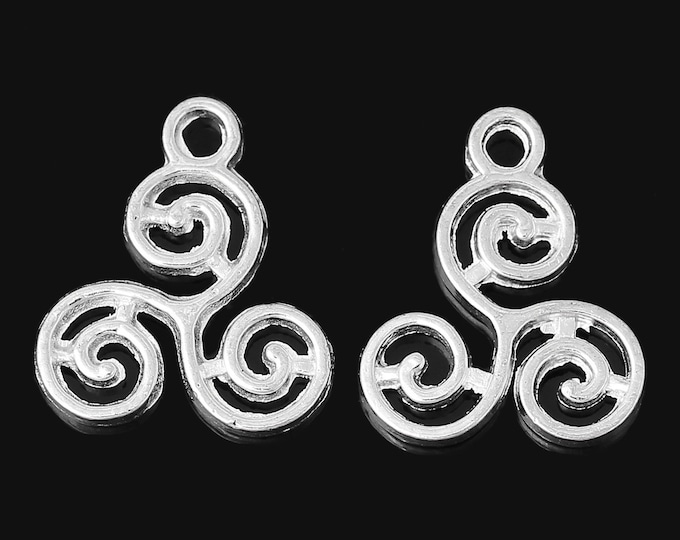 Bulk pack of 10 Silver Celtic Triskelion Charm Bracelet Charms Necklace Pendant Jewelry Charms Craft Projects Earrings Earring Zipper Pull