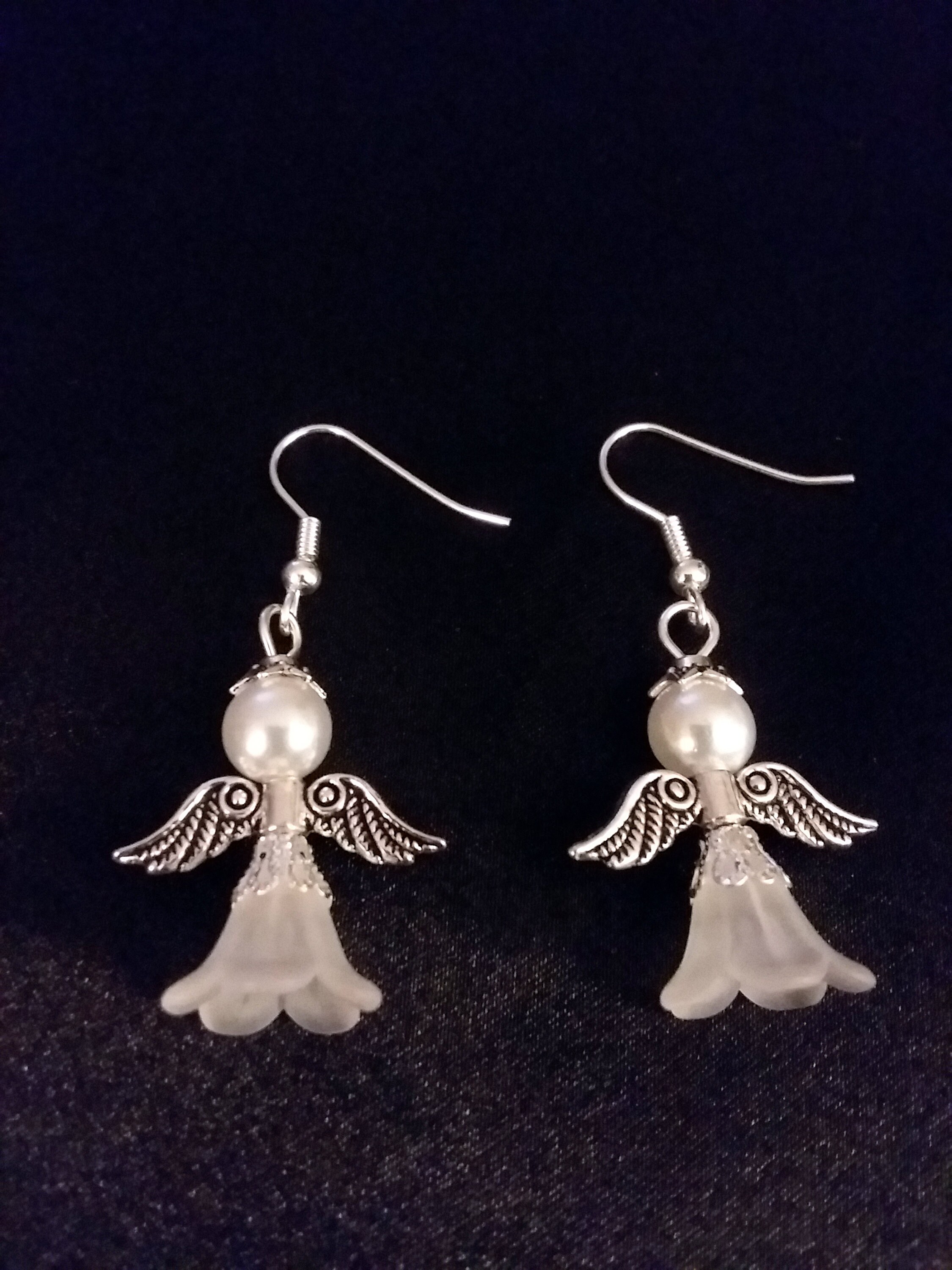Guardian Angel Earrings Set of White Angel Charm Earring Drop Dangle