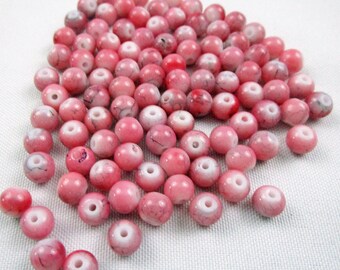 100 Pink Glass Loose Beads Round 6 mm Bracelet Beads Necklace Jewelry Bead Charms Craft Supplies