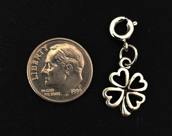 4 Leaf Clover Charm Bracelet Antique Silver Tone Metal Charms Necklace Earring Charm DIY Jewelry or Craft Supplies