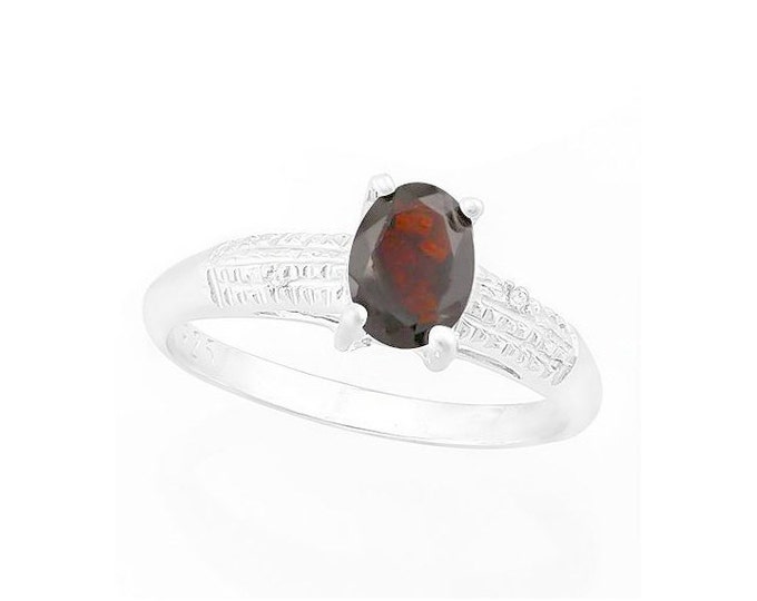 4/5 Ct Garnet & Diamond Sterling Silver Ring 925 Gemstone Statement Jewelry Size 7