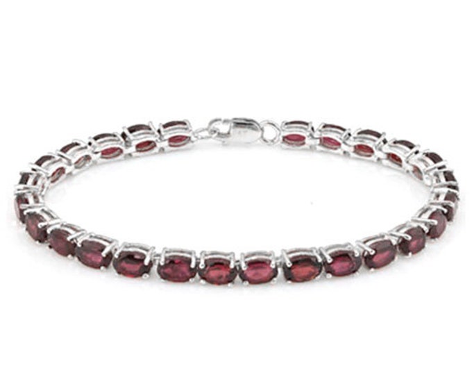 8.01 Ct Garnet Sterling Silver Bracelet 925 Gemstone Statement Jewelry Oval Cut Tennis Bracelet