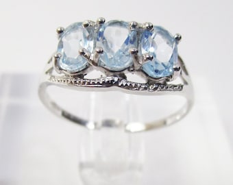 1.96 Ct Sky Blue Topaz  Ring 10Kt Solid White Gold Oval Cut Gemstone Statement Jewelry Size 7