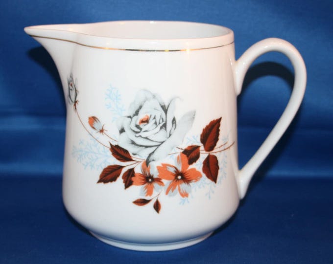 Vintage Water Pitcher Milk Pitcher Porcelain Floral Country Kitchen Homestead Farmhouse Ceramic Pitcher Shabby Chic Decor