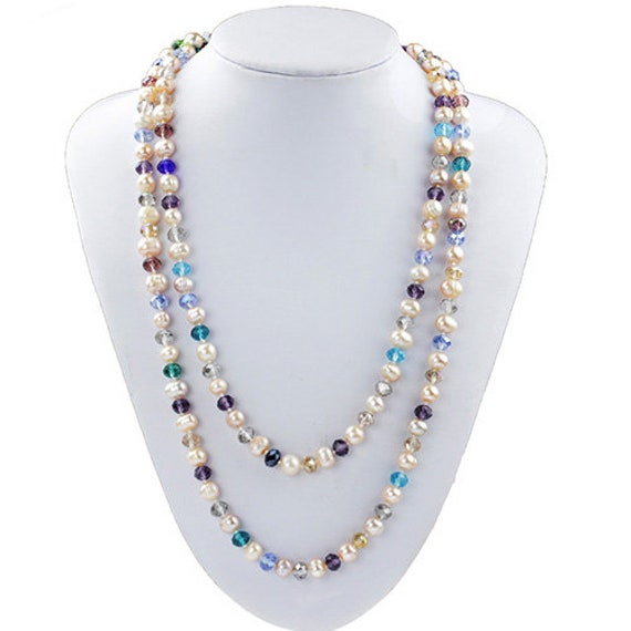 Dazzling Natural 9MM Pearl and Multi Color Crysta… - image 3
