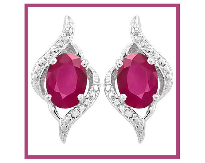 2 1/5 Ct Genuine African Ruby Earrings 925 Sterling Silver Rubies Stud Earring