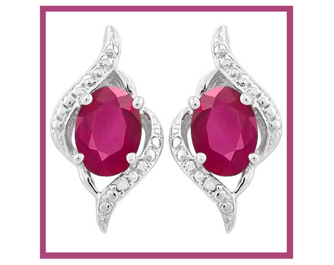 2 1/5 Ct Genuine African Ruby Earrings 925 Sterling Silver Rubies Stud Earring