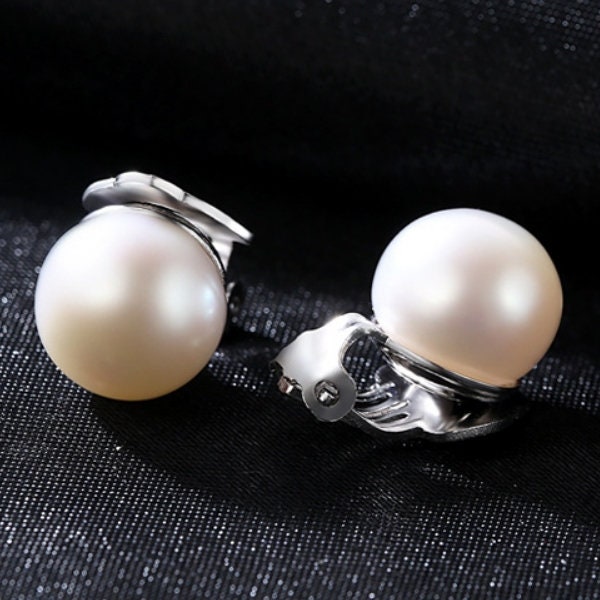 Freshwater Pearl Clip On Earrings Sterling Silver 925 Gemstone Estate
