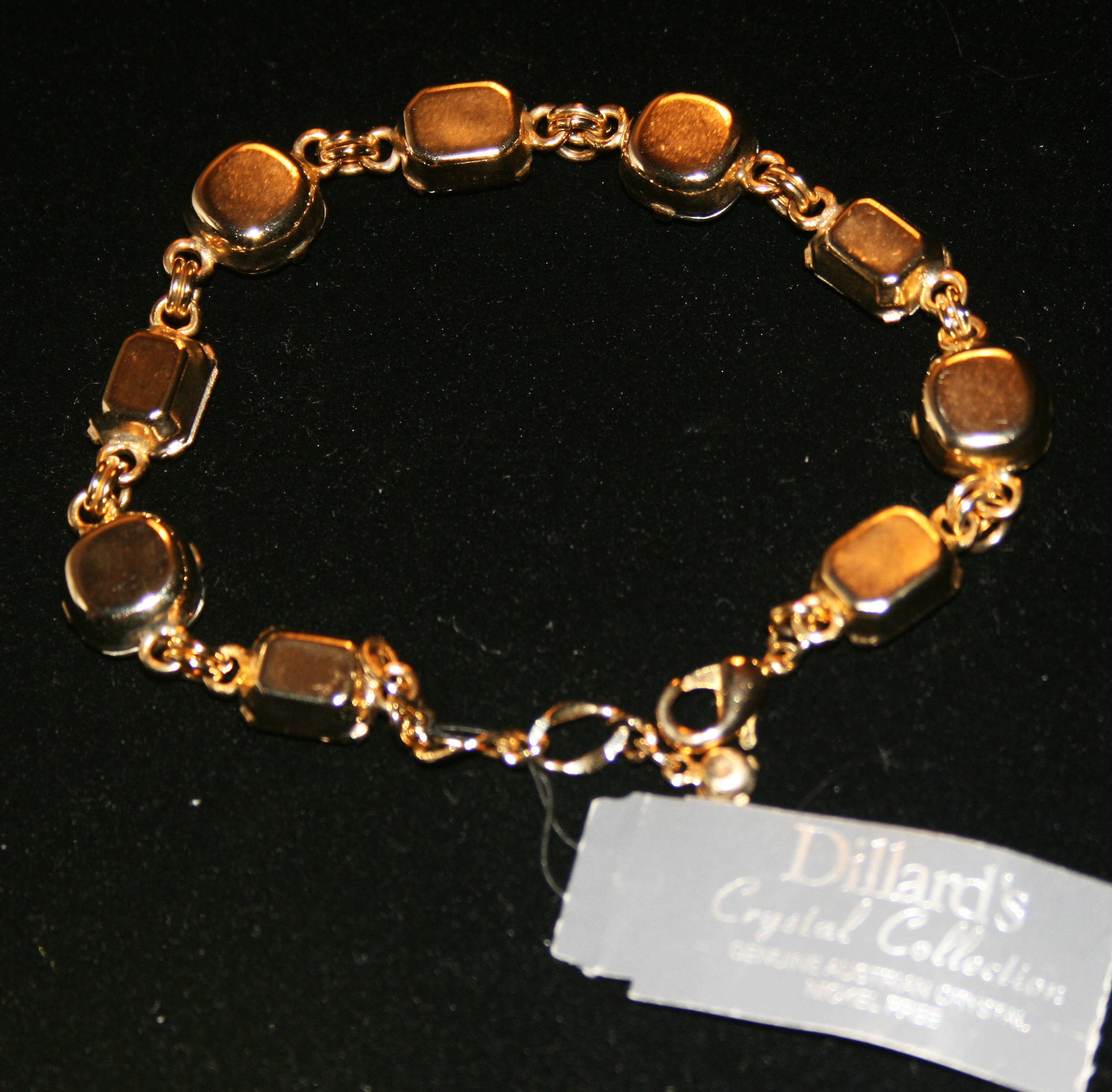 Vintage Dillard's Austrian Crystal Bracelet Jewelry Gold Tone Multi
