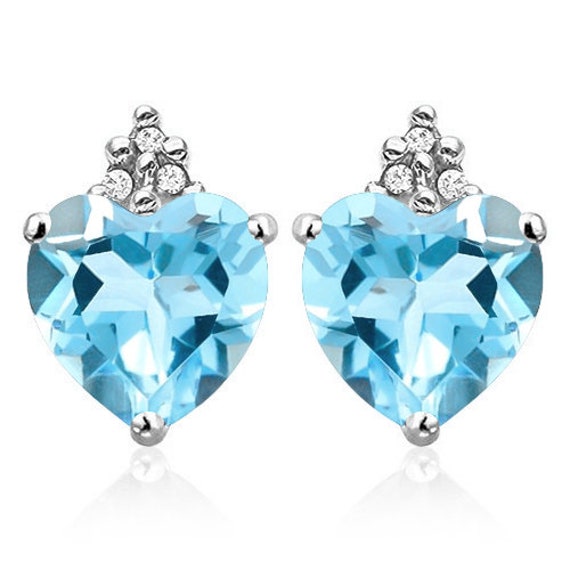 1.69 Ct Baby Swiss Blue Topaz and Diamond 10K Sol… - image 3
