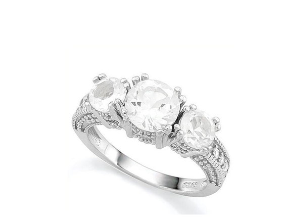 Sparkling 4 Ct White Topaz and Created Diamond St… - image 1