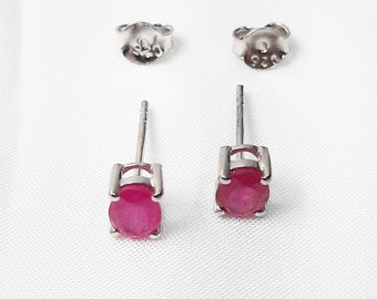 1.67 Carat Oval Africa Ruby Earrings Sterling Silver 925 Gemstone Estate Jewelry Earring Red African Rubies
