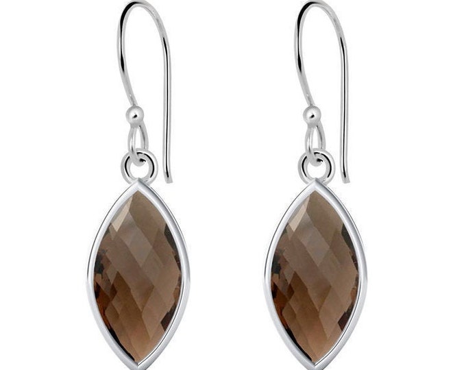 6.78 Ct Brown Topaz French Hook Earrings 925 Sterling Silver Ear Wire Earring Marquise Cut Gemstone Jewelry Gift Women Birthday