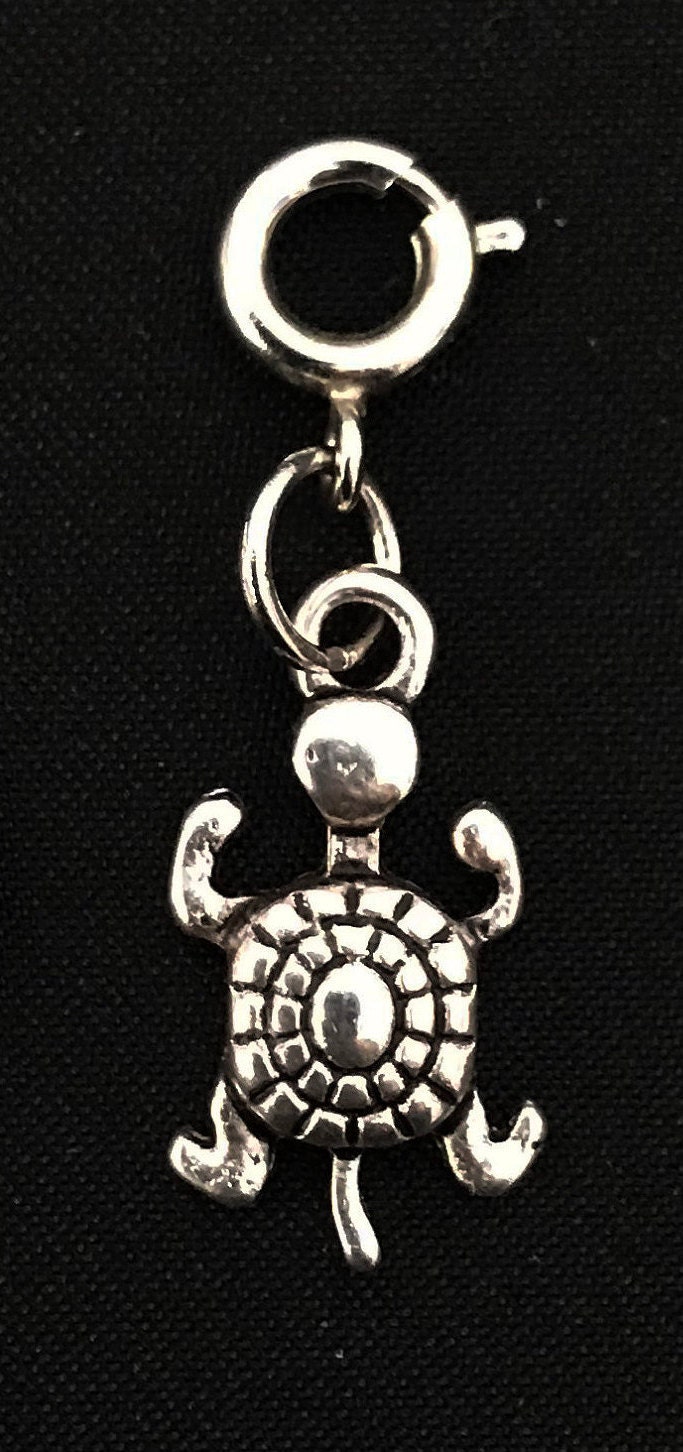 Turtle Charm Bracelet Antique Silver Tone Metal Charms Necklace Earring