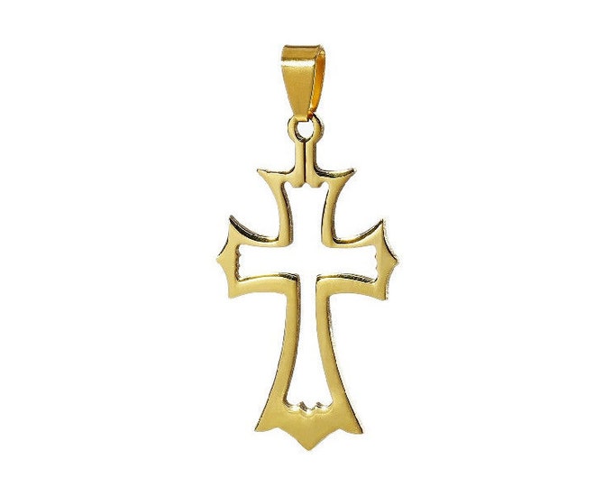 Gothic Cross Necklace Pendant Gold Plated Stainless Steel Easter Cross Bracelet Charm Jewelry Supplies Charms Craft Zipper Pulls