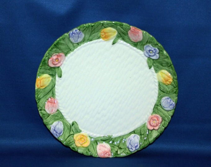 Vintage Spring Flower Basket Plate by Mary Ann Baker Ironstone floral plate Petits Fours Server petit four Hand Painted Easter Holiday