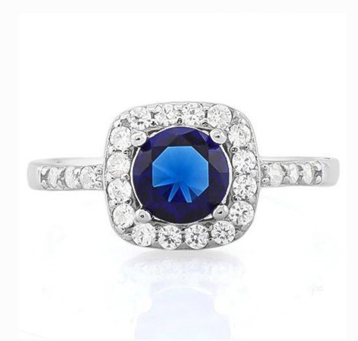 1 1 3 Ct Created Blue Sapphire And 1 4 Ct Created Diamond Etsy