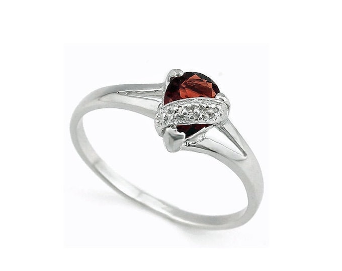 3/4 Ct Persian Red Garnet & Diamond Sterling Silver Ring 925 Gemstone Statement Cocktail Jewelry Size 7