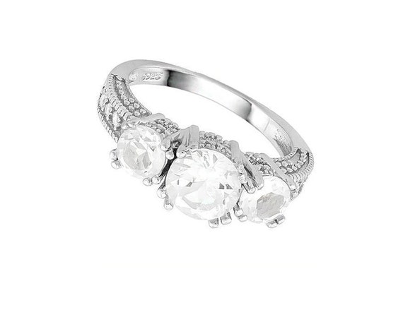 Sparkling 4 Ct White Topaz and Created Diamond St… - image 4