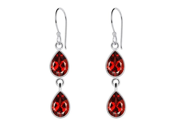 5.82 Ct Garnet Earrings 925 Sterling Silver French Hook Ear Wire Pear Cut Dangle Earring Gemstone Jewelry