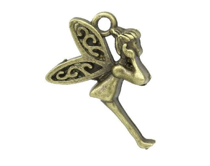 Bulk 10 Fairy Charms Antique Bronze Angel Bracelet Charm Fairies Necklace Pendant Jewelry Supplies Charms Craft Projects Earrings Earring