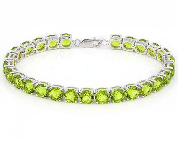 22.95 Ct Created Peridot Sterling Silver Bracelet 925 Lime Green Gemstone Statement Jewelry