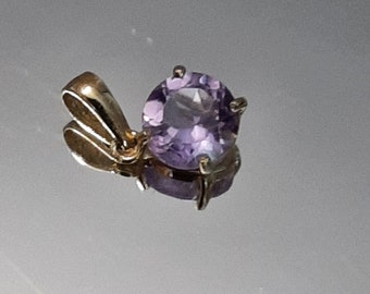0.47 Ct Purple Amethyst 10K Solid Yellow Gold Necklace Pendant Jewelry (Necklace Chain not Included) 5mm