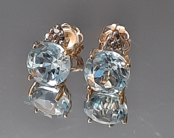 2 Ct Sky Blue Topaz 10K Solid White Gold Earrings Gemstone Jewelry Baby Swiss Blue Topaz