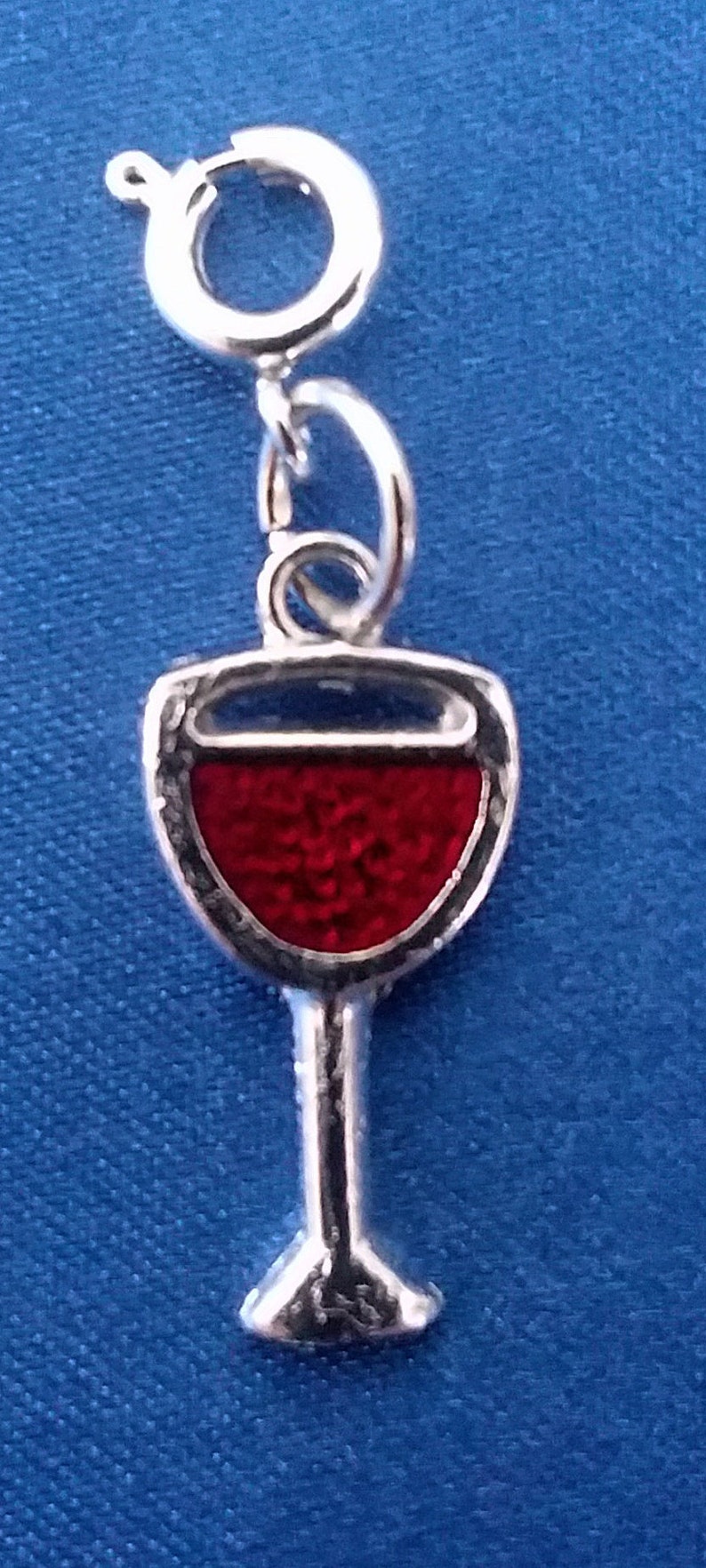 Enamel Wine Glass Charm Silver Tone Red Wine Goblet Bracelet Etsy