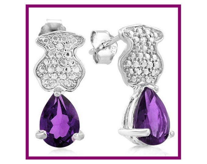 1 1/5 Ct Genuine Floral Lavender Amethyst 925 Sterling Silver Earrings Stud Post Back Earring Gift Women Birthday Gemstone Jewelry