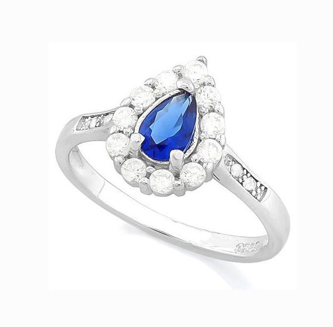 Details about / 925 Sterling Silver Ring Halo Natural Blue Sapphire Size 4-11