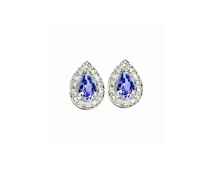 3/5 Ct Pear Cut Tanzanite Sterling Silver Stud Earrings – 925 Gemstone Estate Jewelry Earring