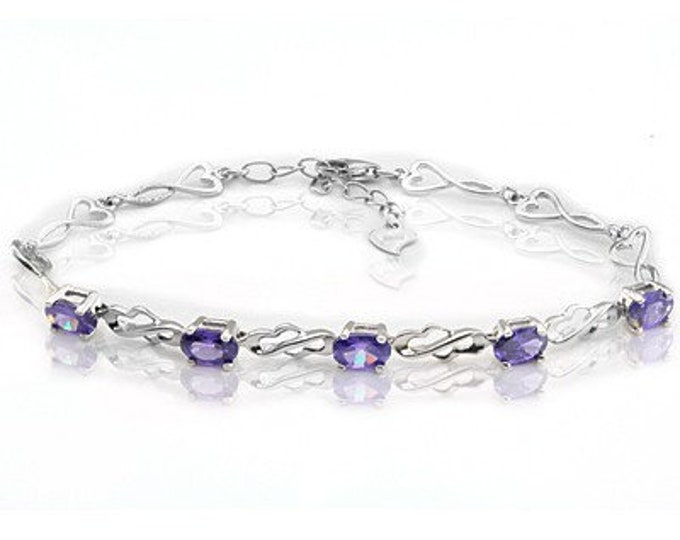 2.15 Ct Purple Amethyst 925 Bracelet Sterling Silver Gemstone Statement Jewelry