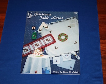 Vintage Christmas Table Linens Cross Stitch Project Booklet Holiday Patterns Crafts Projects Craft Pattern Tablecloth Napkins Table Runner
