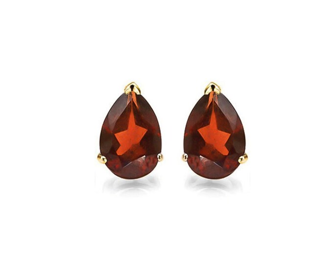 1 Ct Pear Cut Persian Red Garnet 14 Kt Solid Yellow Gold Earrings Gemstone Jewelry Stud Earring