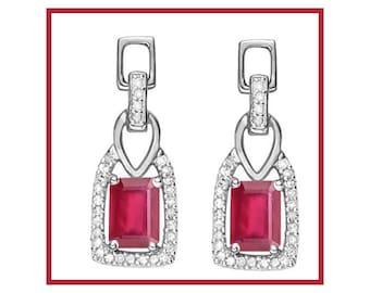 1 3/5 Ct African Ruby Earrings 925 Sterling Silver Rubies Stud Earring Jewelry Gemstone Gift Women Birthday