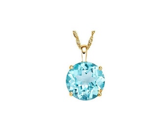 0.50 Carat Sky Blue Topaz 10Kt Solid Yellow Gold Necklace Pendant Jewelry (Necklace Chain not Included)