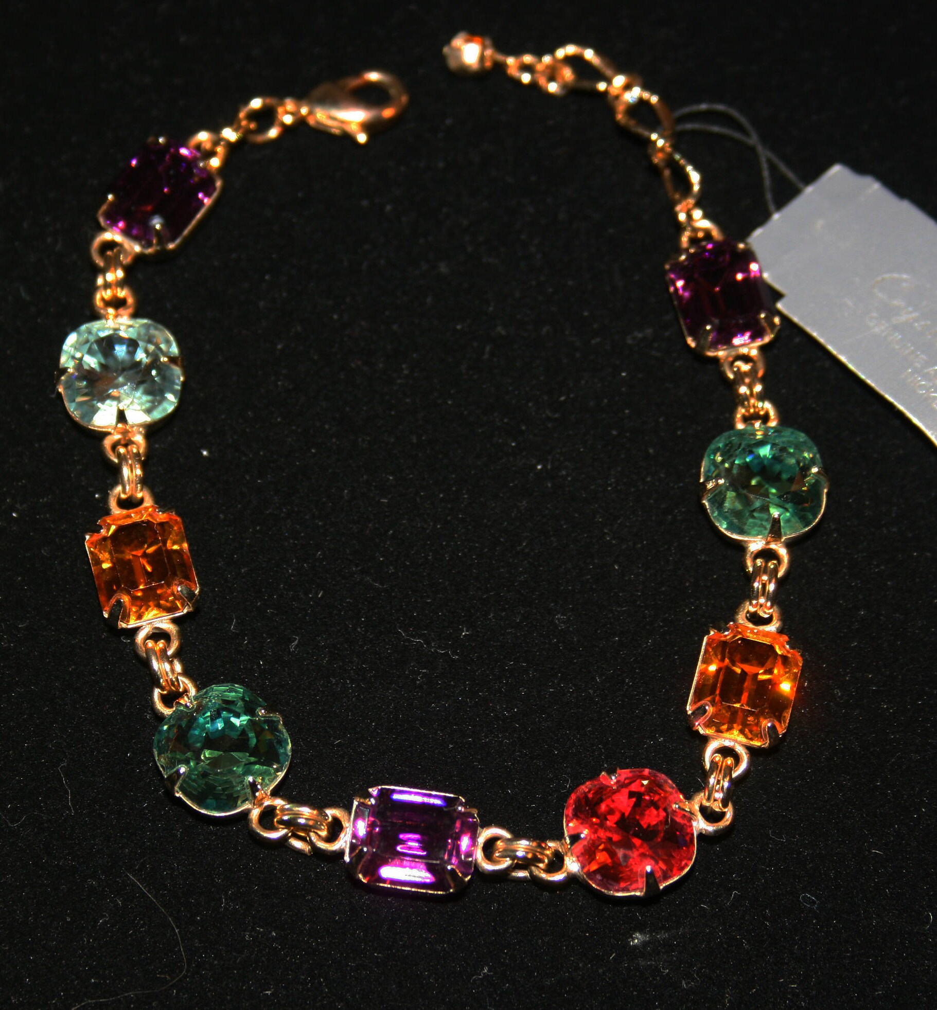 Vintage Dillard's Austrian Crystal Bracelet Jewelry Gold Tone Multi