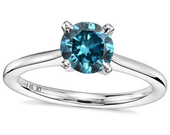 1/4 Ct Columbia Blue Diamond Engagement Ring 14Kt Solid Gold Jewelry Diamonds Size 7