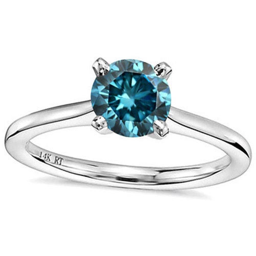 1/4 Ct Columbia Blue Diamond Ring 14kt Solid Gold Engagement - Etsy