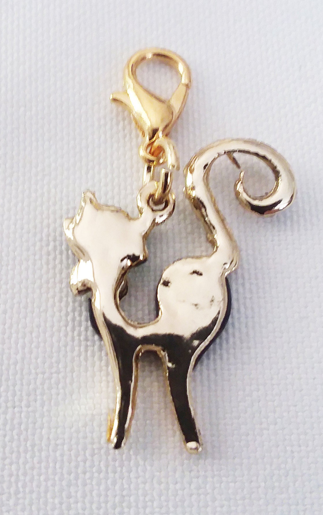 Black Cat Charm Rhinestones & Gold Plated Bracelet Charms Necklace