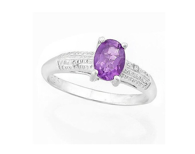 2/3 Ct Purple Amethyst & Diamond Sterling Silver Ring 925 Gemstone Cocktail Statement Jewelry