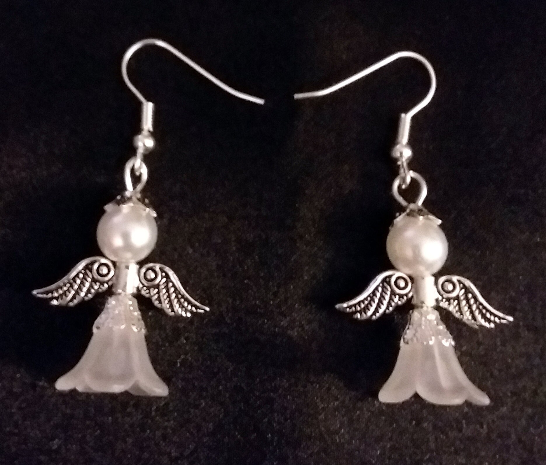 Guardian Angel Earrings Set of White Angel Charm Earring Drop Dangle