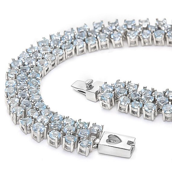 17.05 Ct Sky Blue Topaz Sterling Silver Bracelet … - image 3