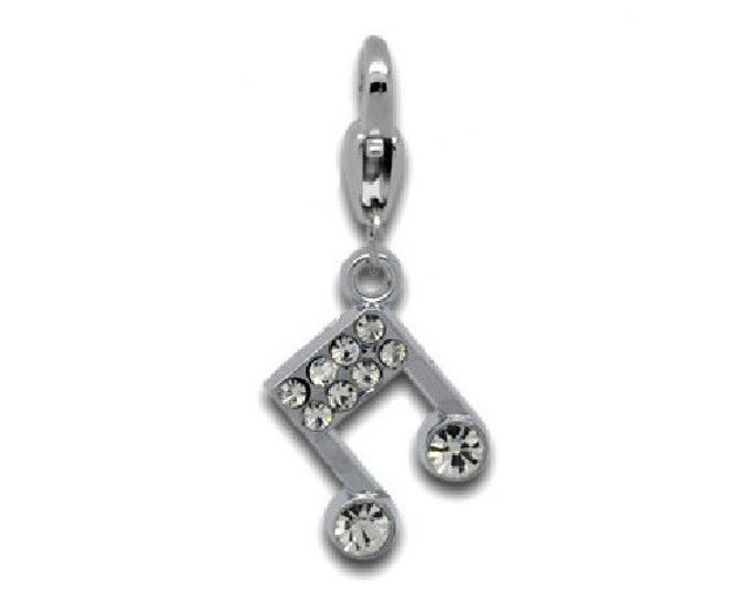 Musical Note Rhinestone Charm Silver Tone Bracelet Charms Necklace Pendant Jewelry Supplies Craft Projects Earrings Music Octave