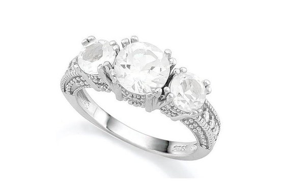 Sparkling 4 Ct White Topaz and Created Diamond St… - image 2