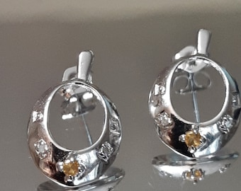 Citrine & Diamond 925 Sterling Silver Earrings – Earring Statement Jewelry